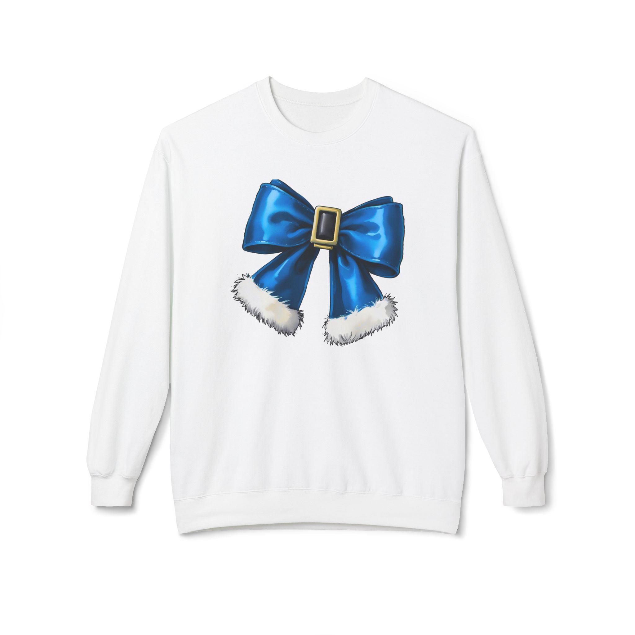 Festive Blue Bow Crewneck Sweatshirt